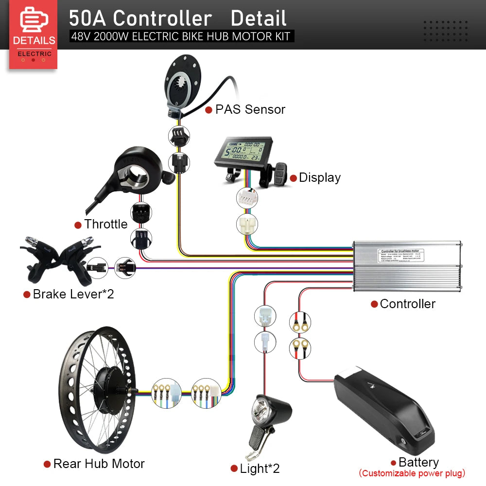 48v 2000W Fat Tire Conversion Kit