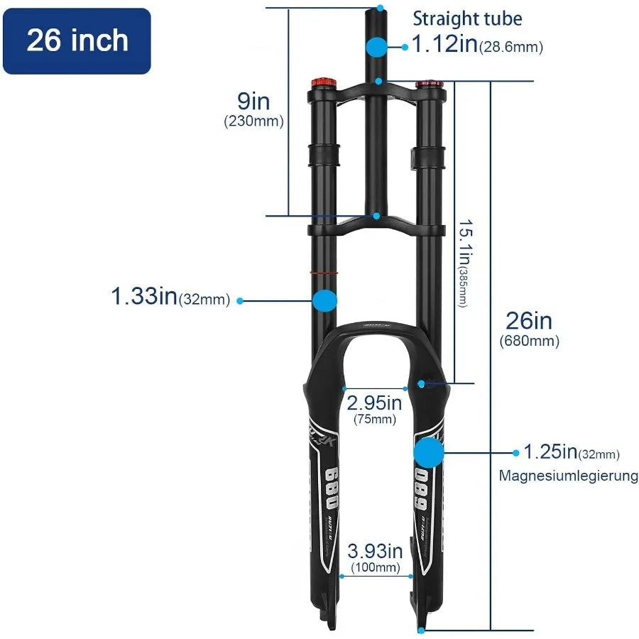 Downhill style e-bike Front Suspension
