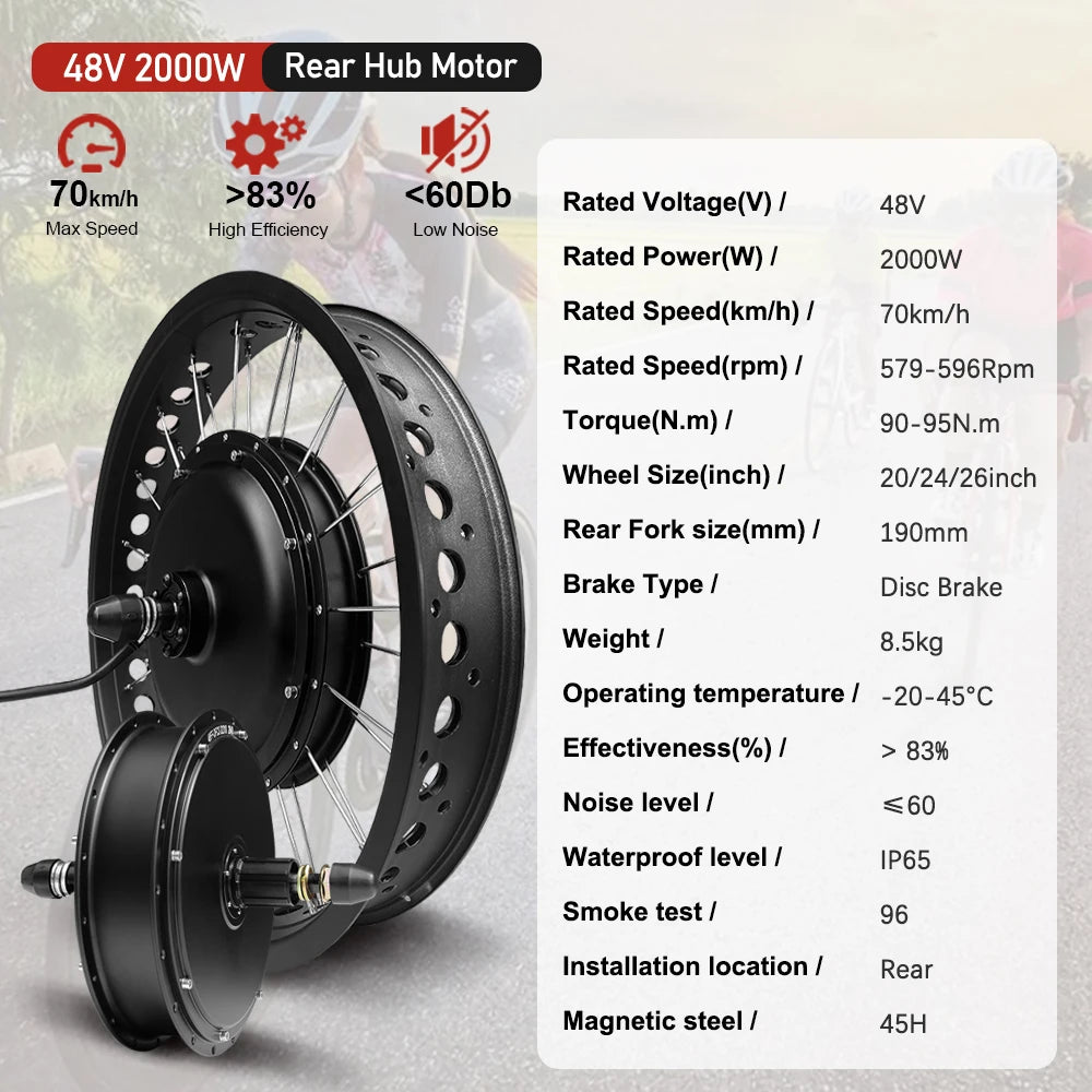 48v 2000W Fat Tire Conversion Kit