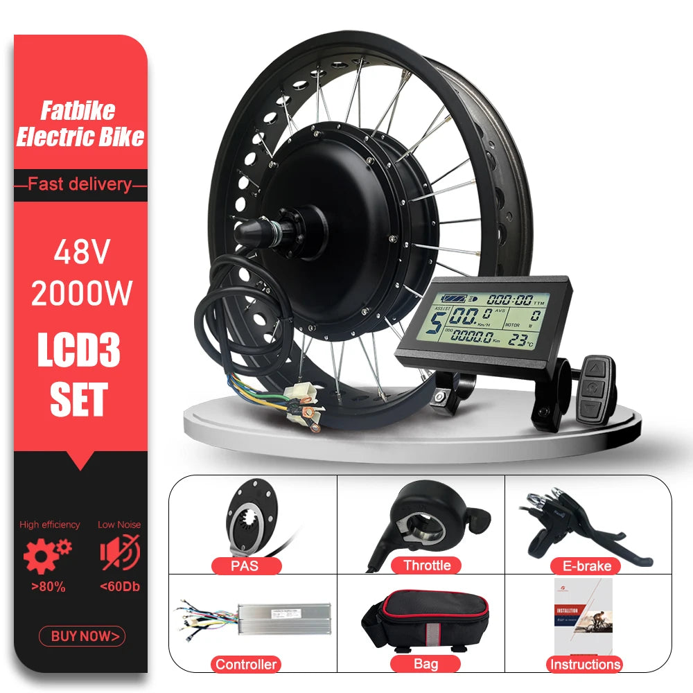 48v 2000W Fat Tire Conversion Kit